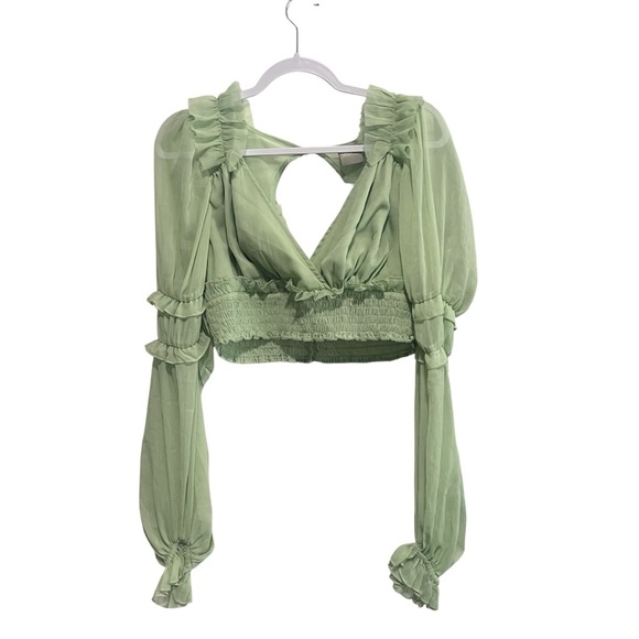 ASOS DESIGN soft ruffle shirred Crop Blouse, New with Tags - Picture 2 of 7